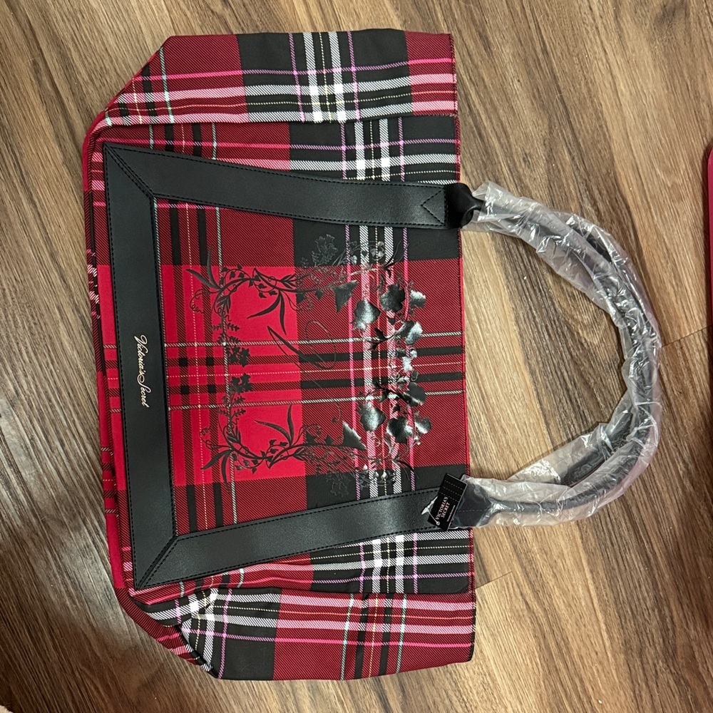 Victoria's Secret Red and Black Plaid Tote